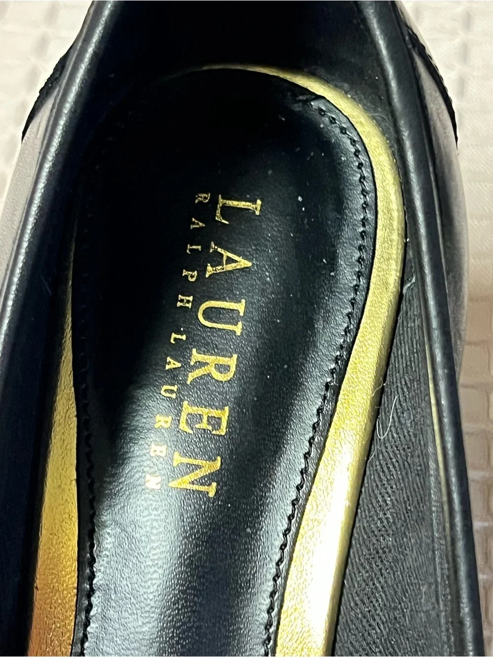 Lauren Ralph Lauren LRL Rory Black Leather Wedge Pump Loafers - Size 6.5